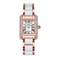 Relógio Feminino Diamante Quadrado Pulseira Cerâmica