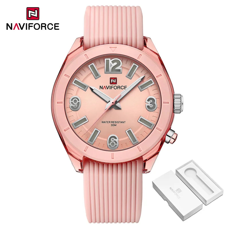 Relógio Feminino Quartzo Luxo Silicone - NAVIFORCE